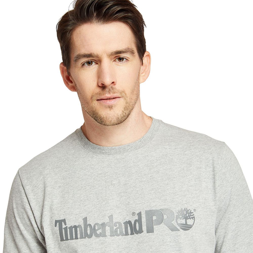 Timberland Mens T-Shirts PRO® Short Sleeve Base Plate Wicking Logo - Grey - India XE1576830